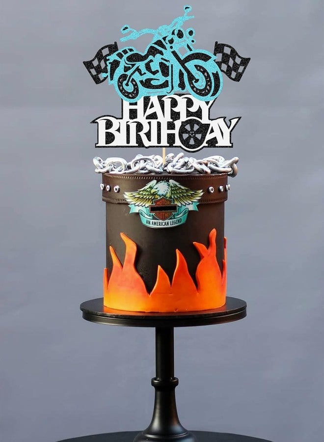 كونفيتي زينة كعكة عيد ميلاد بتصميم دراجة نارية لامعة مع قصاصات ورق ملونة! زينة كعكة بتصميم دراجة نارية مثيرة لحفلات أعياد الميلاد، مناسبة للأولاد والبنات، بتصميم دراجة نارية، لوازم حفلات عيد ميلاد سعيد (أزرق فاتح) - Image 5